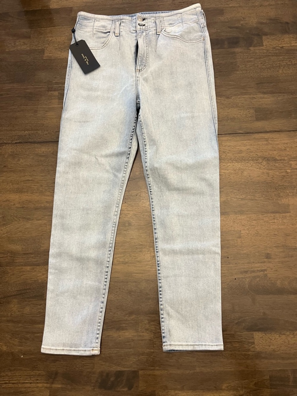 rag & bone Raven Ankle Skinny Jeans Light Blue Pockets Cotton Womens Sz 31 NWT